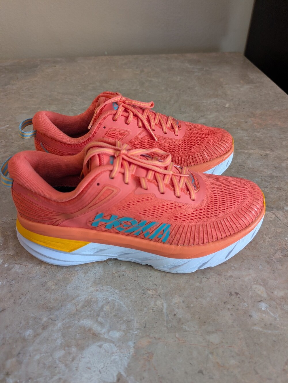 Hoka One  Bombi 7 Running Cushioned Shoes Camellia Coastal Shade Women Size 9.5